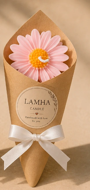 Single Daisy Pink Candle Bouquet