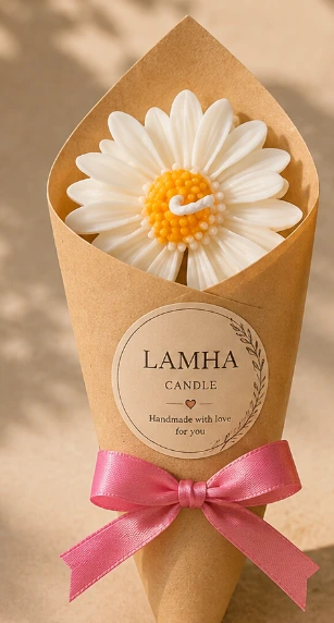 Single Daisy White Candle Bouquet