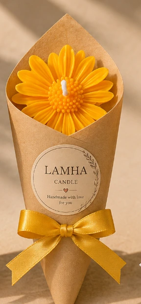 Single Daisy Yellow Candle Bouquet
